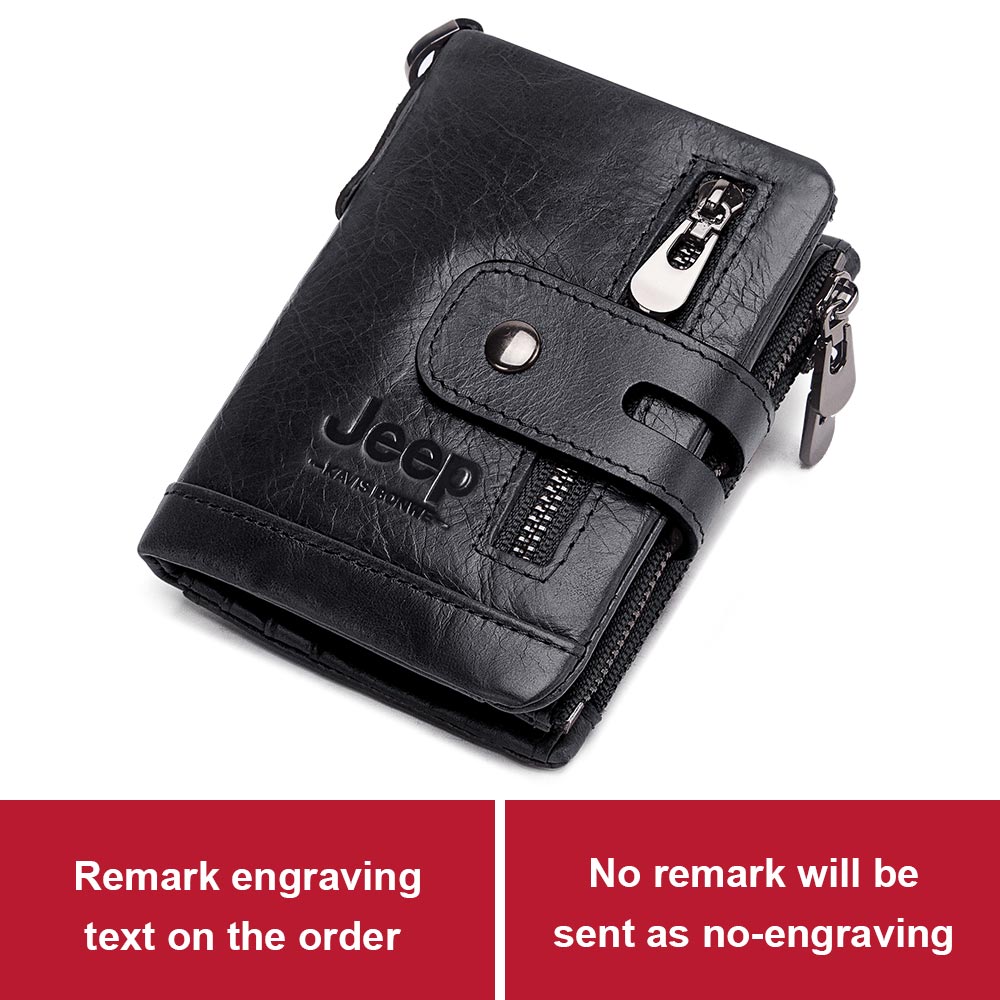 Men's Genuine Leather Wallet Mini Card Holder Coin Purse Security Chain Storage