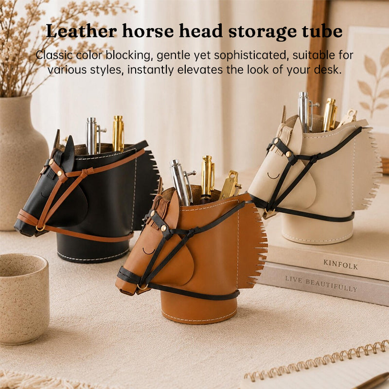PU Leather Horse Head Storage Box Makeup Organiser Desk Table Jewellery Holder