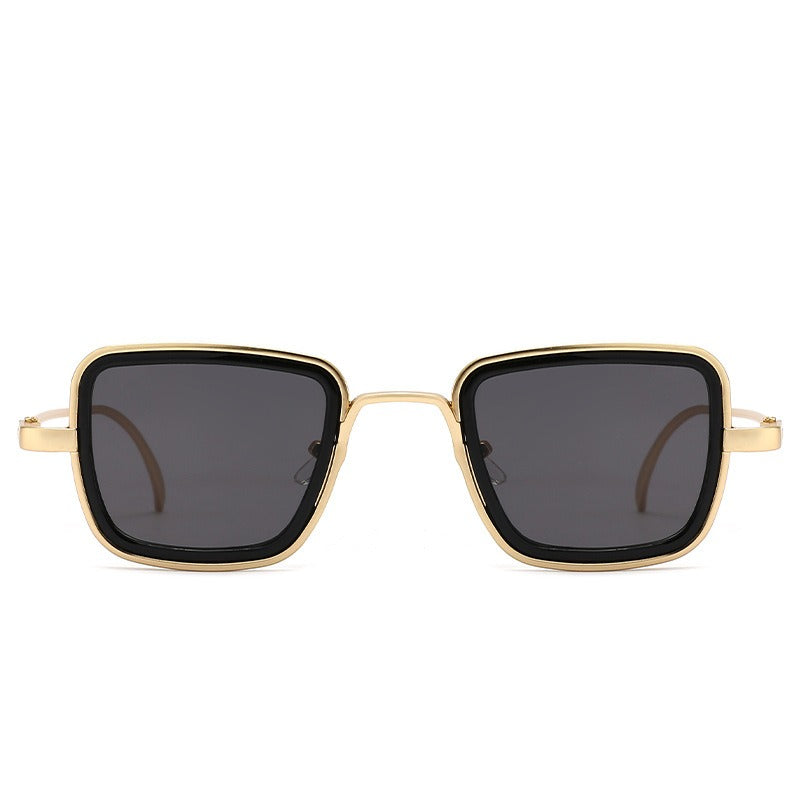 Steampunk Square Sunglasses Yellow Lens Metal Frame UV Protection Retro Style