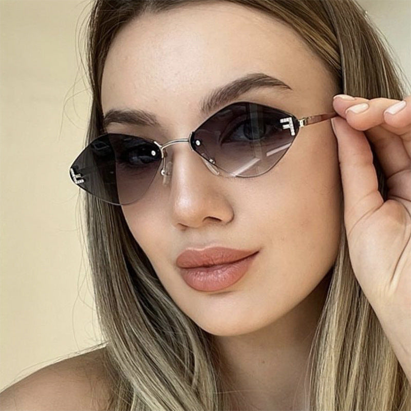 Diamond Shaped Frameless Sunglasses UV400 Scratch Resistant Lenses Sun Protection