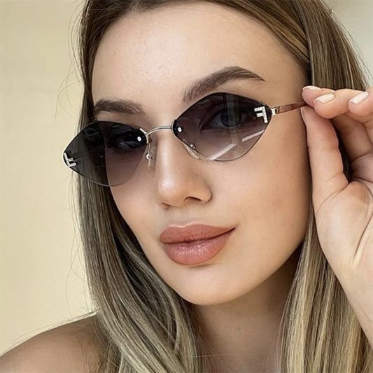 Diamond Shaped Frameless Sunglasses UV400 Scratch Resistant Lenses Sun Protection