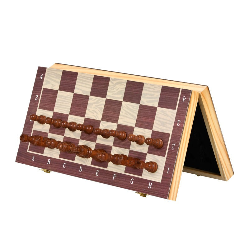 Premium Solid Wood Magnetic Chess Set International Checkers Combo Game Board