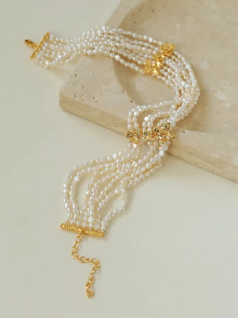 Vintage Freshwater Pearl Choker Necklace Adjustable Length Luxury 33-40cm Fit