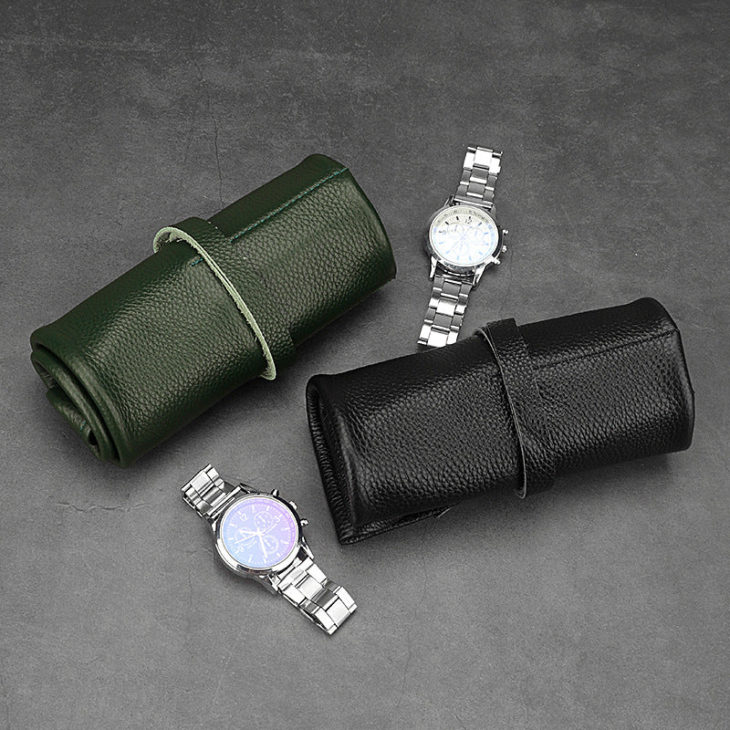 Luxury Travel Watch Case Roll in Faux Leather with Secure Anti Scratch Design