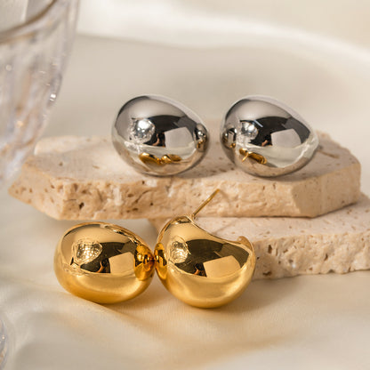 Crescent Semi-Circle Gold Silver Earrings Hollow Design Women's Jewelry