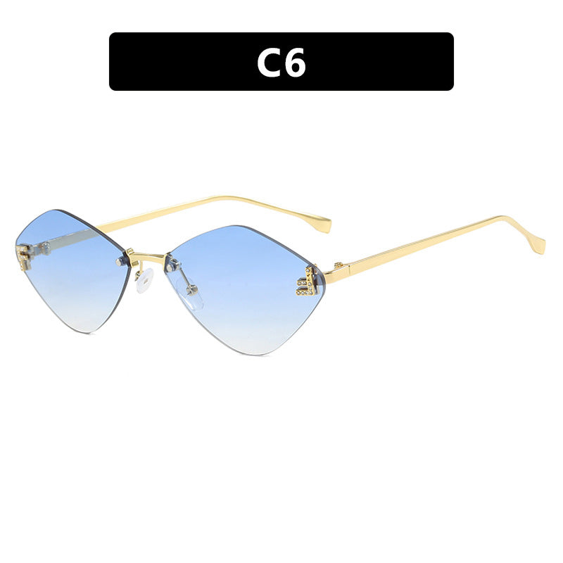 Diamond Shaped Frameless Sunglasses UV400 Scratch Resistant Lenses Sun Protection