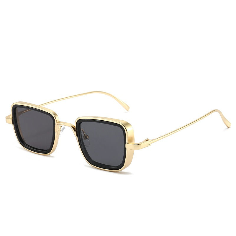 Steampunk Square Sunglasses Yellow Lens Metal Frame UV Protection Retro Style