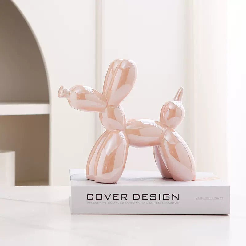 Ceramic Balloon Dog Figurine Decorative Sculpture L20cm H18cm Multiple Colours