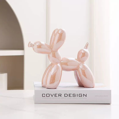 Ceramic Balloon Dog Figurine Decorative Sculpture L20cm H18cm Multiple Colours