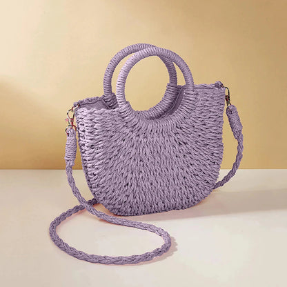 Round Woven Straw Bag Small Size Casual Summer Shoulder Accessory Women