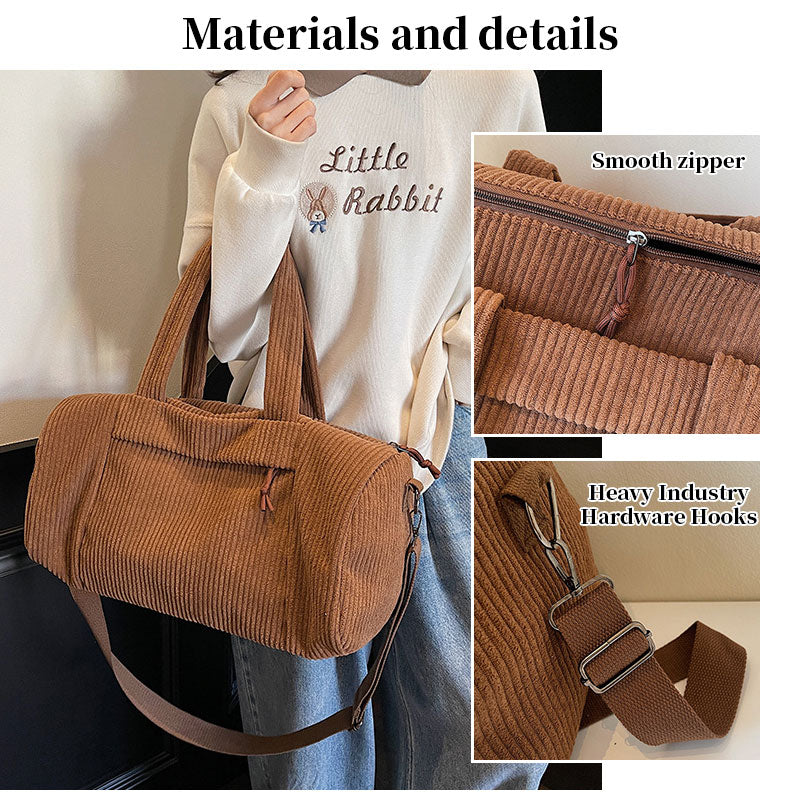 High Capacity Unisex Corduroy Crossbody Bag Sports Shoulder Adjustable Strap