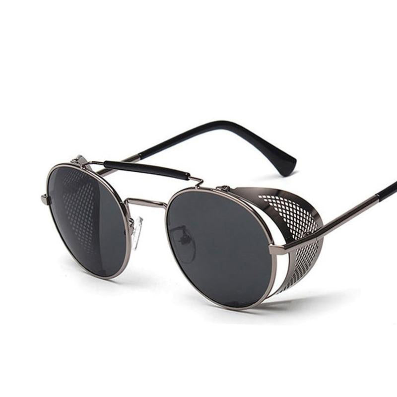 Retro Steampunk Round Sunglasses UV Unisex Alloy Frame Vintage Premium Glasses