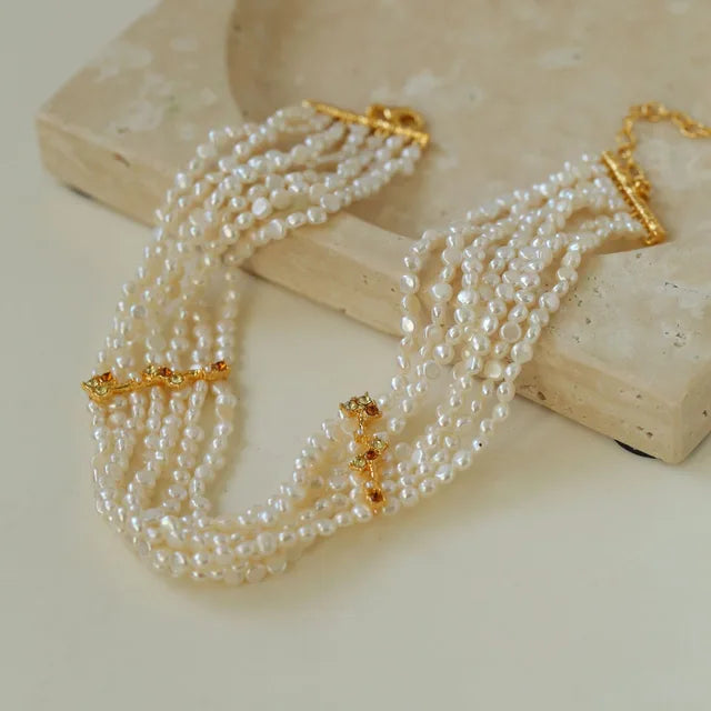 Vintage Freshwater Pearl Choker Necklace Adjustable Length Luxury 33-40cm Fit