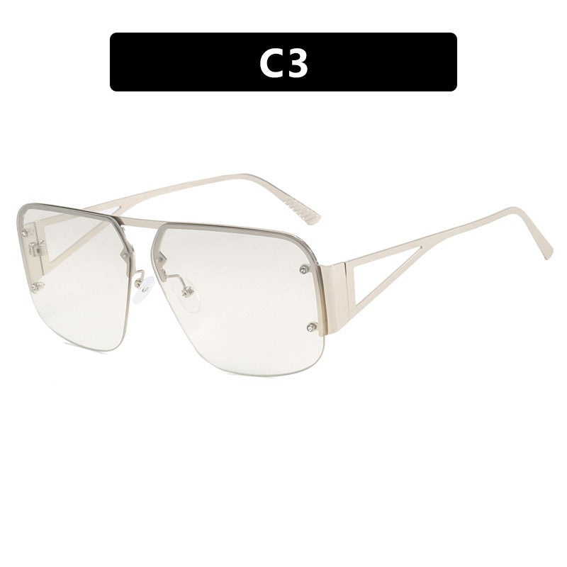 Women's Square Sunglasses Half Frame UV400 Protection Stylish Outdoor Eyewear