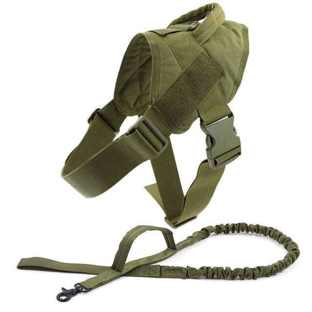 Outdoor Dog Tactical Vest Adjustable Harness Black Military Design Clothing