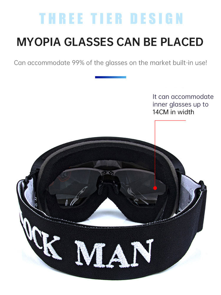Winter Sports Ski Goggles Double Layer UV Protection Anti-Fog Adjustable Fit