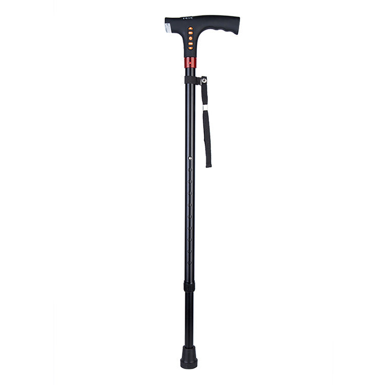 Adjustable Smart Walking Cane Elderly LED Safety Light Alarm Radio Grip Handle