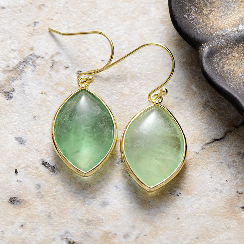 Gold Plated Copper Teardrop Earrings Imperial Stone Gemstone Hook Casual 6.5cm
