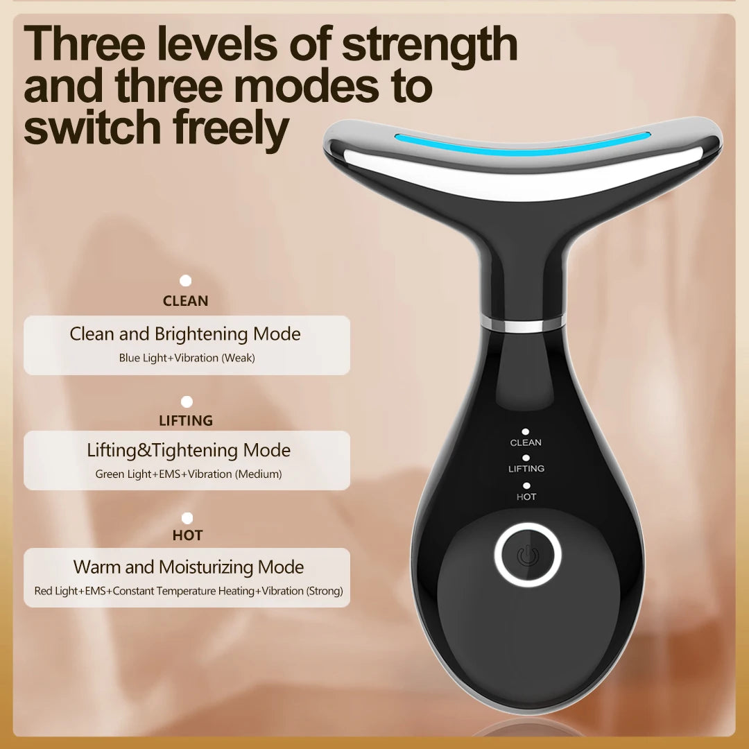 EMS Neck Face Lifting Machine Skin Tightening Massager LED Photon Facial Device