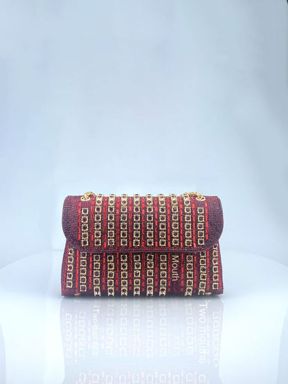 Rhinestone Embellished Evening Clutch Elegant Shoulder Chain Strap Accessory Bag