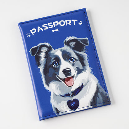 Animal Theme Leather Passport Holder Travel Essential for Cat and Dog Admirers