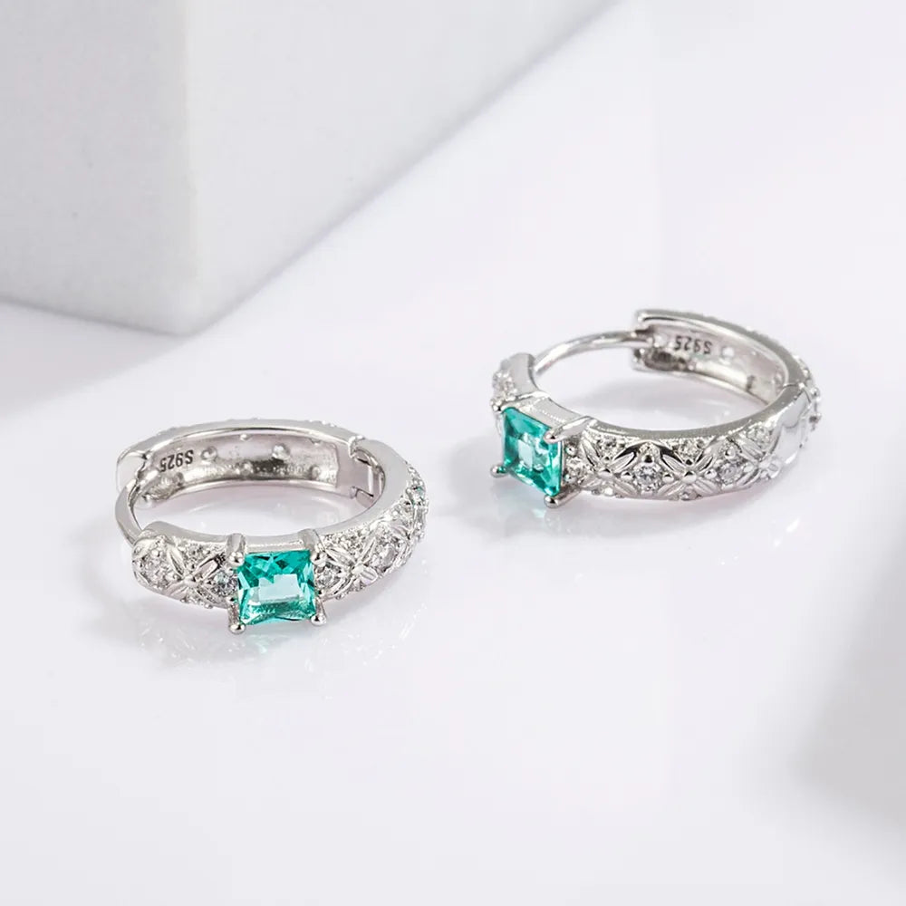 925 Sterling Silver Platinum Plated Hoop Earrings Versatile Women Jewellery