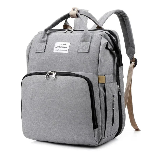 Baby Diaper Backpack Integrated Folding Crib Waterproof Spacious Travel Nappy Bag