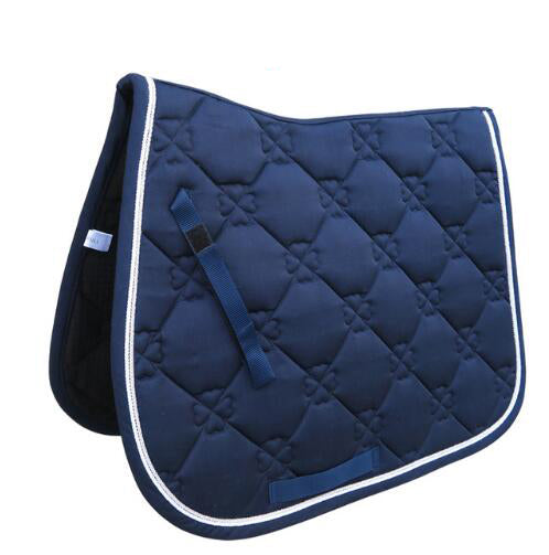 Cotton Blend Horse Saddle Pad Double Rope Piping Shock Absorbent Padded