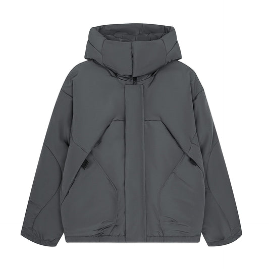Men's Duck Down Insulated Jacket with Hood, Winter Warmth, Loose Fitting Comfort