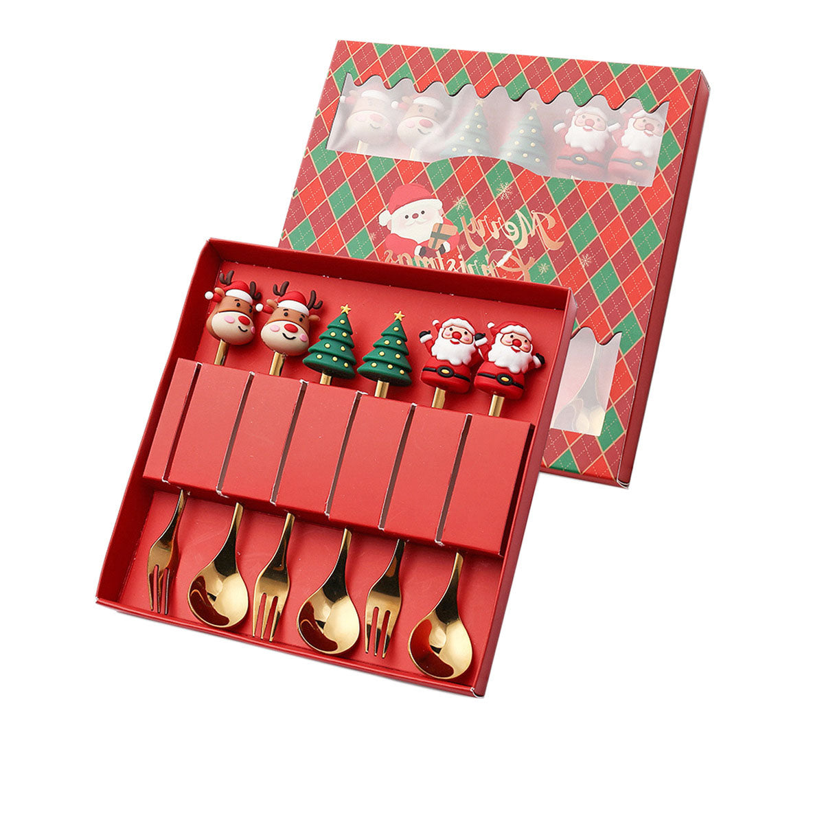 Christmas Gift Tableware Stainless Steel Coffee Spoon Dessert Spoon Fork Set