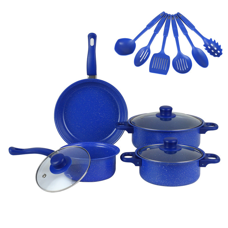 10-Piece Iron Cookware Set, Non-Stick Maifan Stone, Suitable for All Stovetops