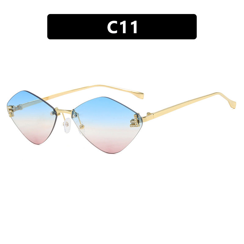 Diamond Shaped Frameless Sunglasses UV400 Scratch Resistant Lenses Sun Protection