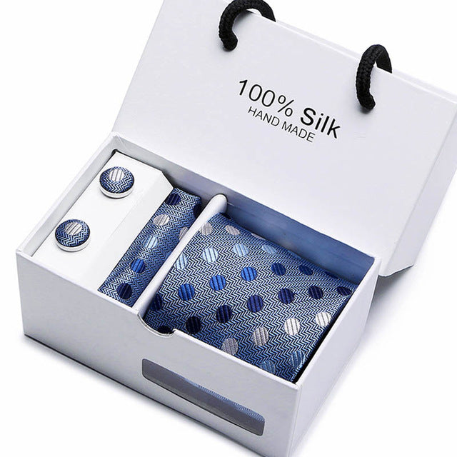 100% Silk 3pc Men's Plaid Tie Set Extra Long Woven Neck Ties Suit Gift Box