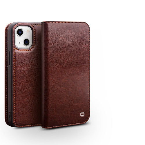 Genuine Leather Flip Card Case Fits iPhone 16 15 14 13 12 11 Pro Max Shockproof