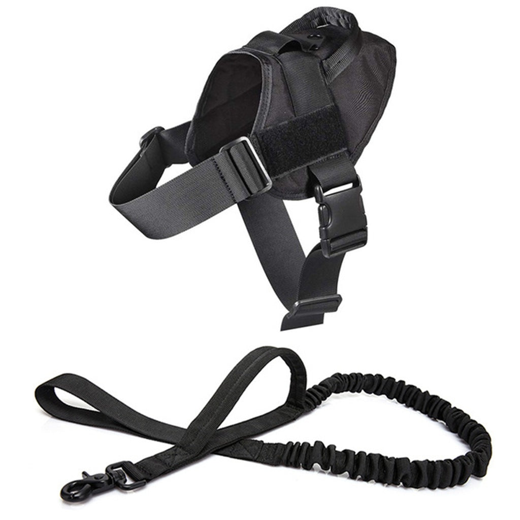 Outdoor Dog Tactical Vest Adjustable Harness Black Military Design Clothing