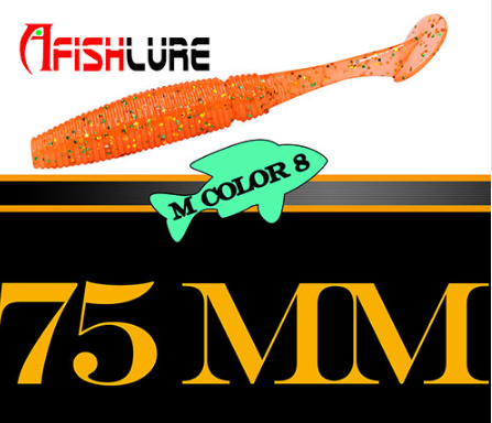 Soft Worm Paddle Tail Lure 6 Pack 75mm 3.2g Freshwater Bass Swimbait Fishing