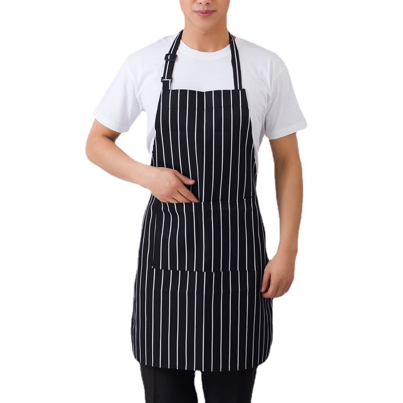 Adjustable Chef Bib Apron Pocket Black Dacron Waterproof Kitchen Cooking Supplies