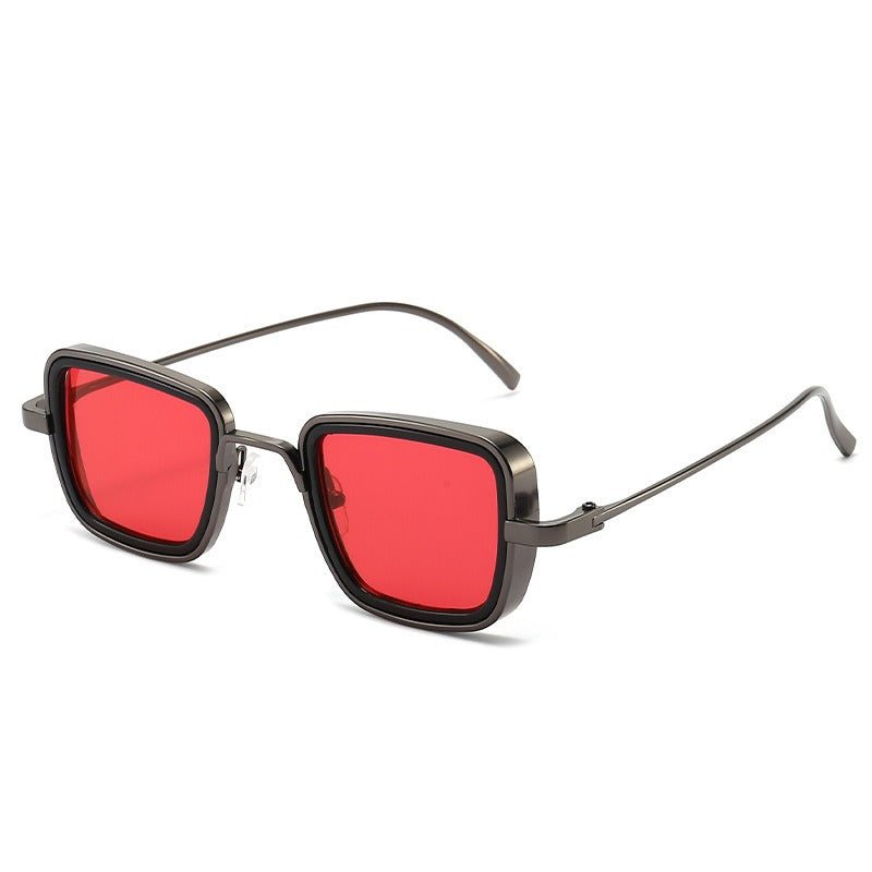 Steampunk Square Sunglasses Yellow Lens Metal Frame UV Protection Retro Style