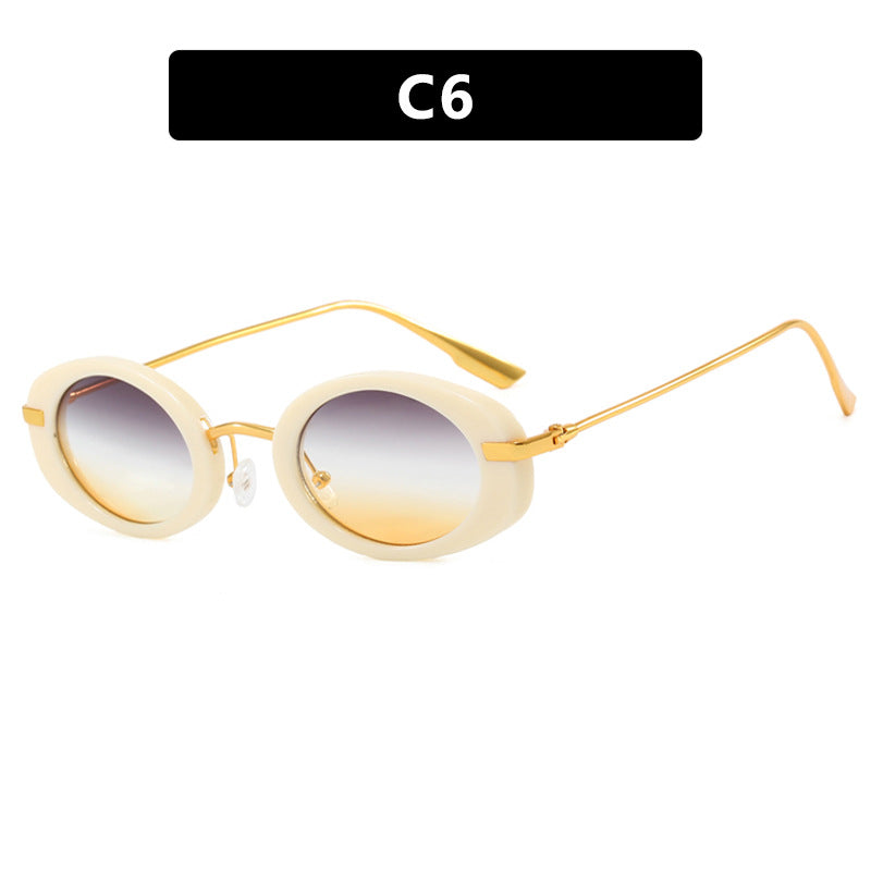 Women's Small Frame Oval Retro Sunglasses UV Protection Lightweight Fashion Accessory