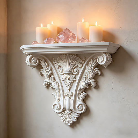 Gothic Floating Shelf Wall Mounted Triangular Bracket Ornate Moulded Edge Shelf