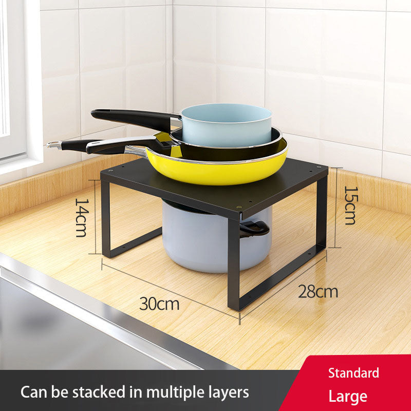 Kitchen Countertop Tiered Shelf Black Finish Two Tier Storage Rack 30cm Depth