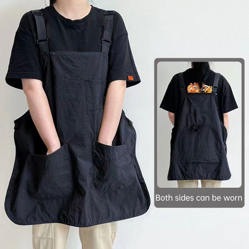 Unisex Waterproof Adjustable Double Sided Chef Apron Pure Colour Kitchen Wear