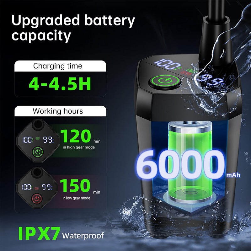 Outdoor Camping Shower 6000mAh USB-C Rechargeable Waterproof Digital Display