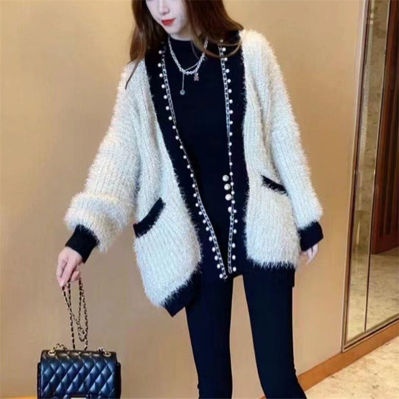 Women's Oversized Knit Cardigan Winter Warm Casual Thick Polyester Jacket