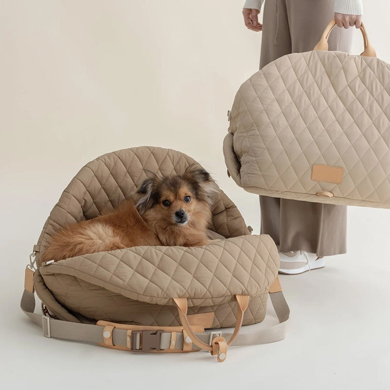 Luxury Quilted Dog Carrier & Travel Bed Lightweight Portable Pet Bag Cat Animal