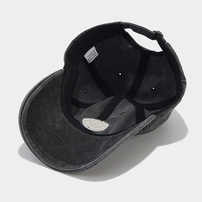 Unisex Cotton Blend Washed Baseball Cap Smiley Design Adjustable Fit Men's