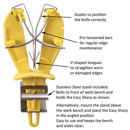 V Shaped Knife Sharpener With Mount Bracket Fixed Or Handheld Blue Yellow Black