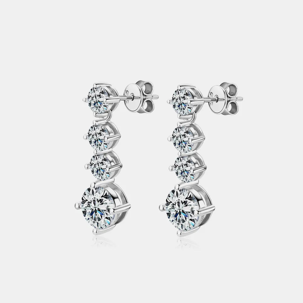 4 Carat Moissanite Stud Earrings 925 Sterling Silver D Grade Sparkle Secure Fit