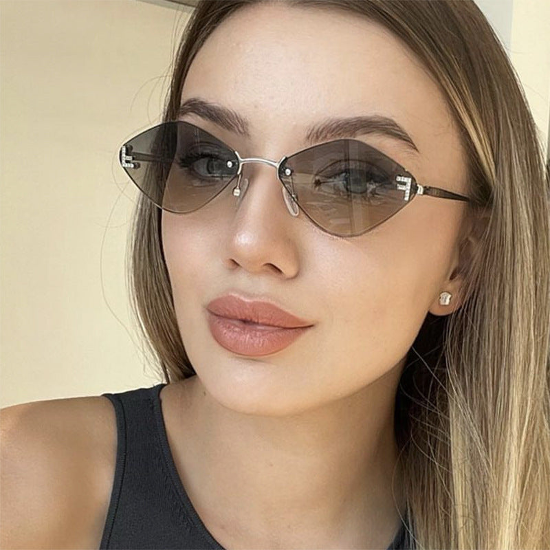 Diamond Shaped Frameless Sunglasses UV400 Scratch Resistant Lenses Sun Protection