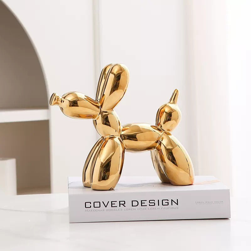 Ceramic Balloon Dog Figurine Decorative Sculpture L20cm H18cm Multiple Colours